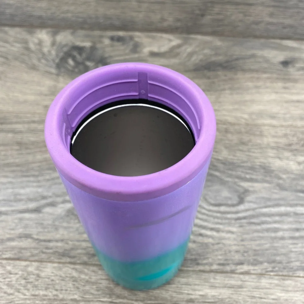 BruMate Hopsulator Slim Can Cooler 12oz Purple Teal Glitter Ombre Insulated